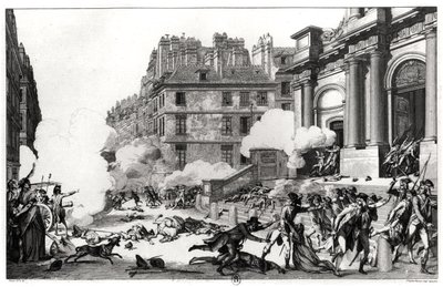 Day of 13 Vendemiaire an IV (5th October 1795), Shoot-out Before St. Roch Church in Paris, engraved by Jean Duplessi-Bertaux by Charles Monnet
